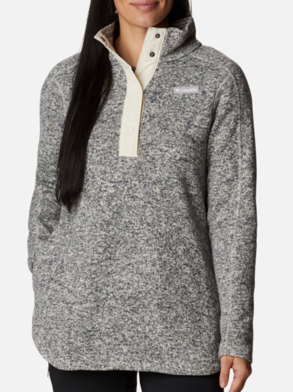 Columbia Sweater Weather Fleece Tunic Snap Pullover Chalk Heather size XL